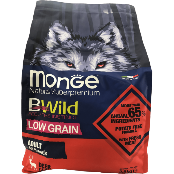 Cerf Adult 2,5 kg Bwild Low Grain Monge